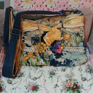♡Denim Purse Yellow Ribbon Flower Chain♡
